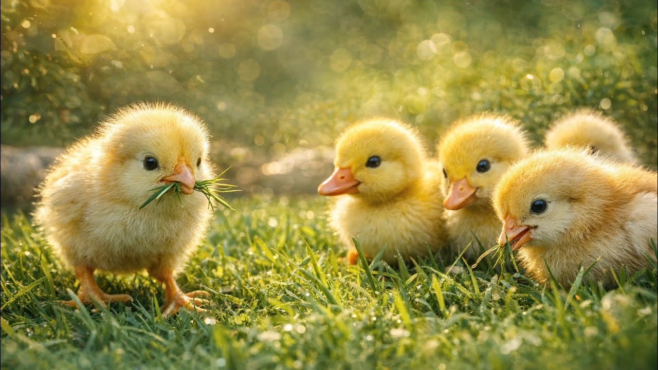 Cute Chick & Ducklings Playing Together | Baby Chicken and Ducklings Fun Outdoor Nature Video