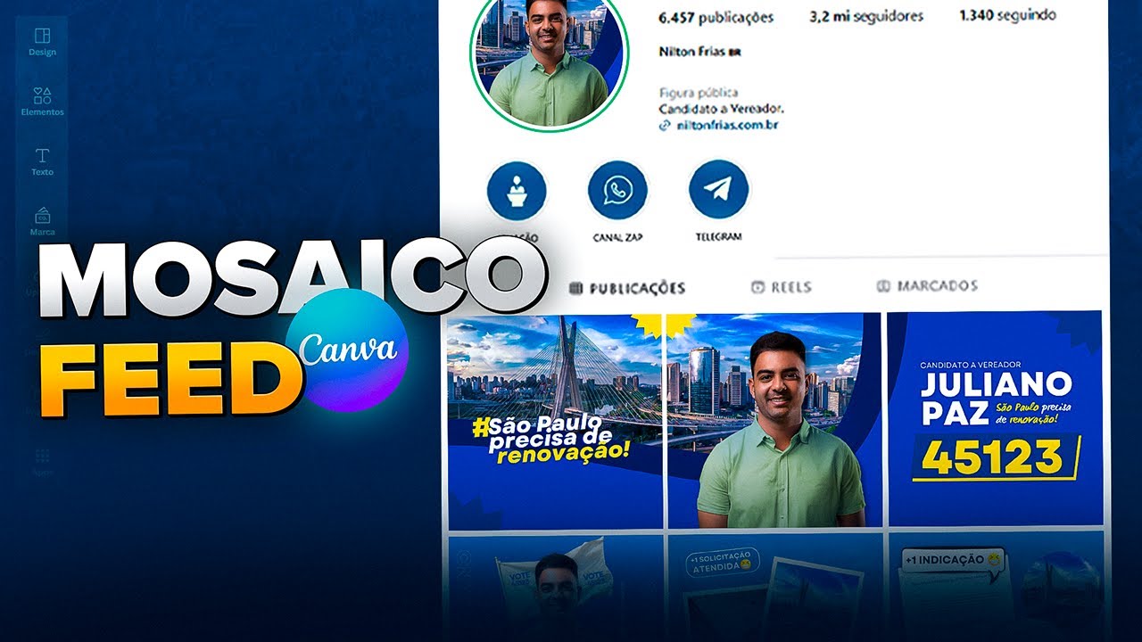 Como fazer Mosaico Político para o Feed do Instagram | Tutorial Canva