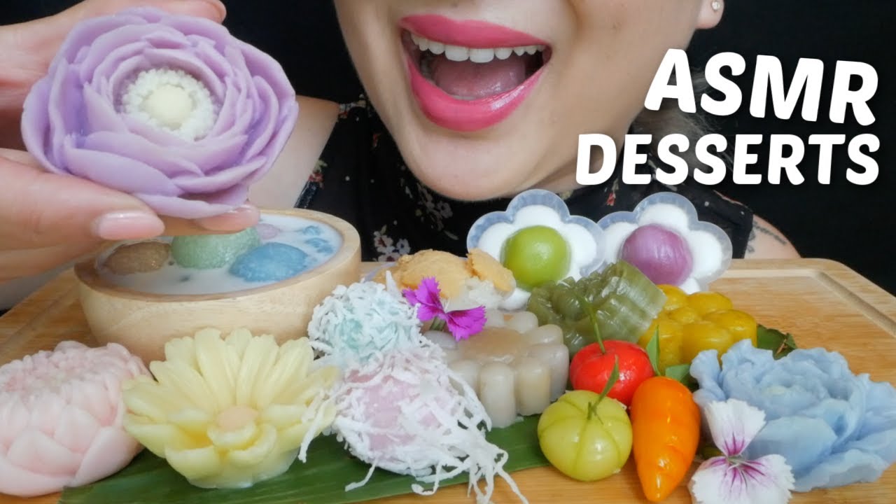 The BEST of THAI DESSERTS *ASMR Relaxing Soft Eating Sounds | N.E Let's Eat