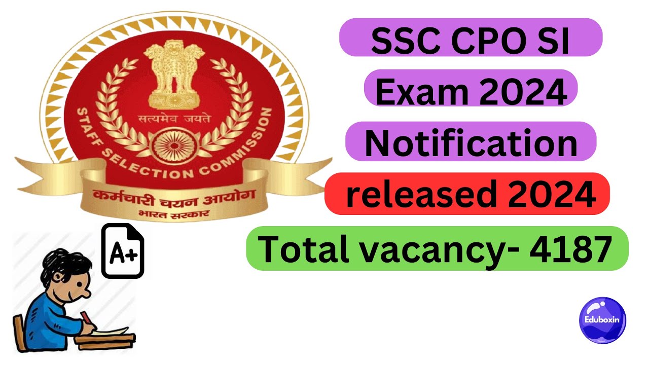 SSC Sub Inspector SI in Delhi Police, Central Armed Police Forces Examination 2024 | @Eduboxin