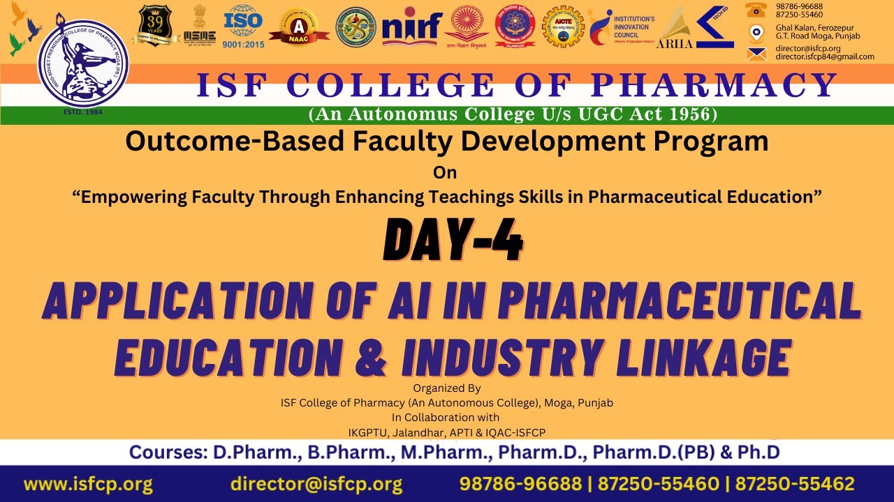 Day-4 Application of AI in Pharmaceutical Education & Industry Linkage|#isfcp #fdpisfcp2025 #fdp2025