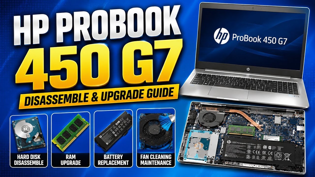 HP Probook 450 G7 - Disassembly SSD, RAM, Battery & Fan Cleaning