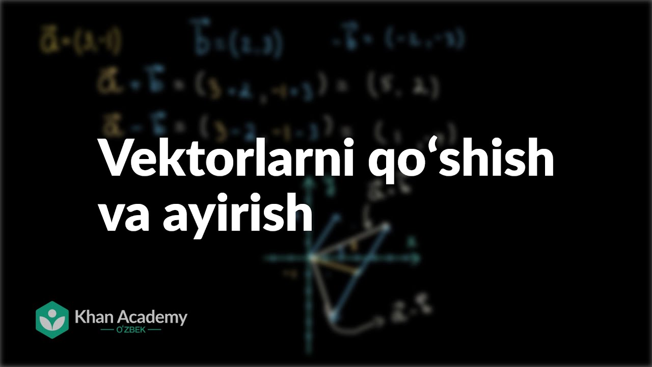 Vektorlarni qoʻshish va ayirish | Vektorlar |  Matematik analiz asoslari