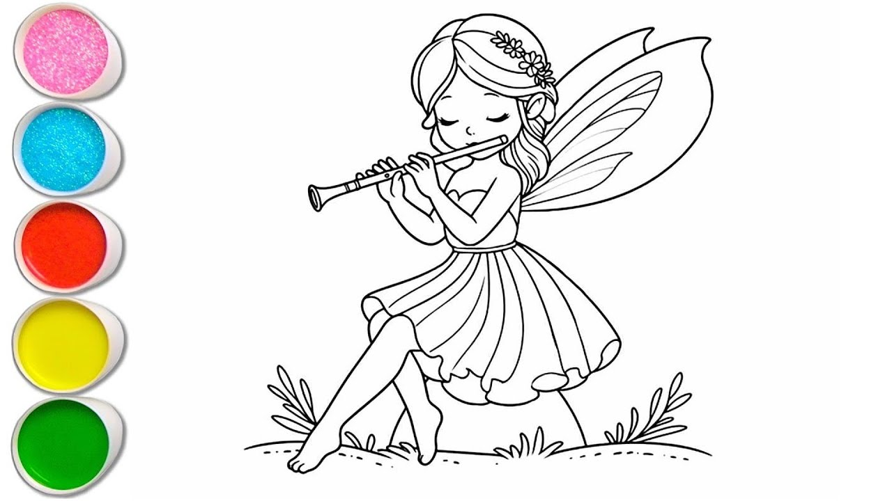 Cute Fairy Girl Drawing for kids, Painting & Coloring for kids, Toddlers | Let's Draw Together