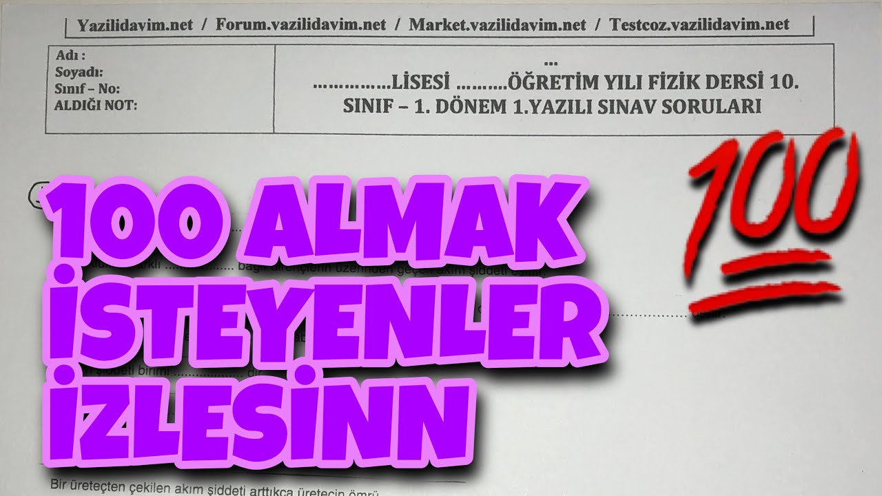 10.Sınıf Fizik 1.Dönem 1.Yazılı