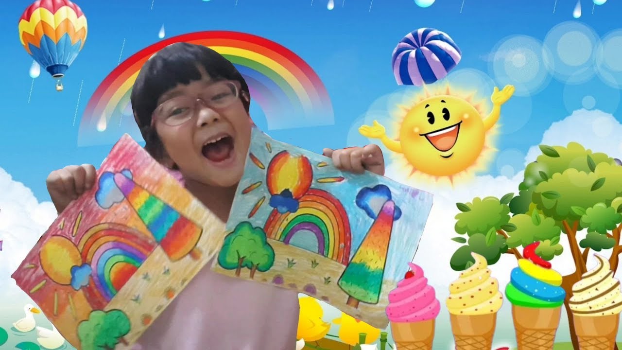 Shafeea Hanum Mewarnai Gradasi Rainbow, Eh Kok Mirip Es Krim Rainbow ya HEHE.. || Coloring For Kids