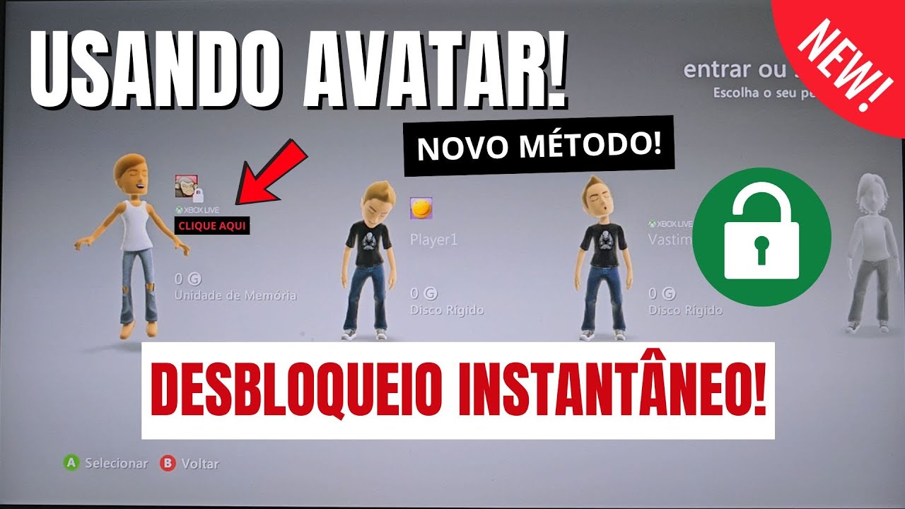 VOCÊ VAI DESBLOQUEAR SEU XBOX 360 EM SEGUNDOS SEM ABRIR USANDO APENAS SEU AVATAR! (NOVO MÉTODO)