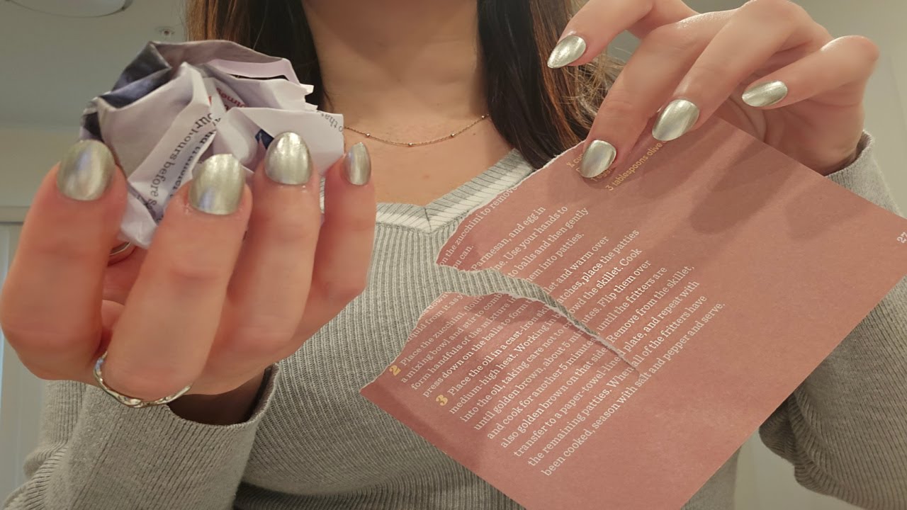 ASMR Paper Ripping, Tearing, Crinkles, Crumpling Sounds (No Talking)