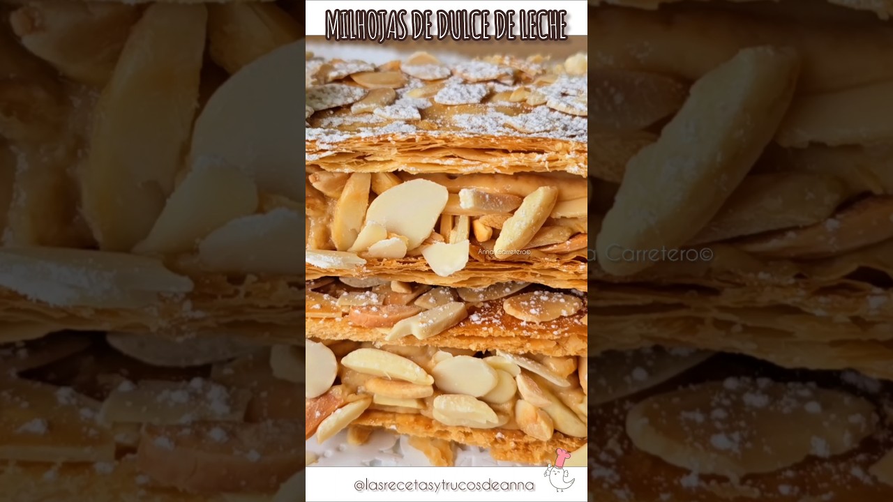 ⭐️ el postre  m&aacute;s RICO Y F&Aacute;CIL, EN 10 MINUTOS , MILHOJAS de CREMA de DULCE de LECHE❤❤