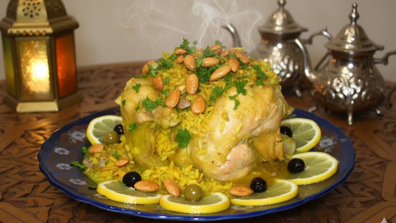 أم ضياء : الدجاج المبخر بالروز🍚على الطريقة المغربية التقليدية  مذاق خيالي ودجاج 🍗
