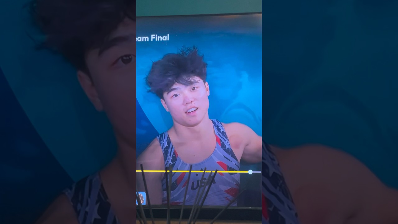 Asher Hong - Cute reaction☺️ #olympics #gymnast #paris2024  #parisolympics2024