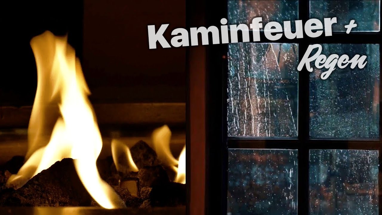 Kaminfeuer mit Regen und Gewitter: Kaminknistern mit Regengeräuschen zum Entspannen und Einschlafen