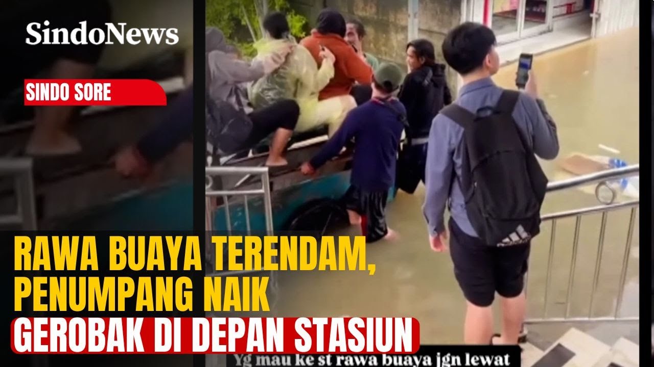KRL Lumpuh! Rawa Buaya Terendam, Penumpang Terpaksa Naik Gerobak di Depan Stasiun | Sindo Sore |