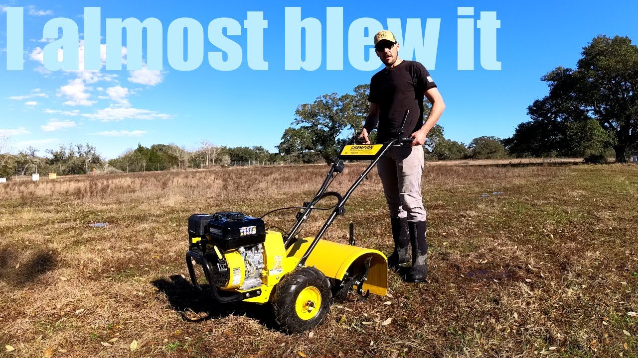 Champion tiller. I almost blew the engine.