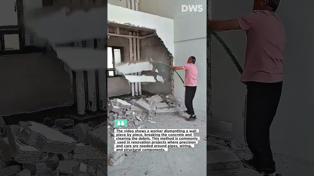 Manual Wall Demolition Using Hammer | Efficient Renovation Breakdown