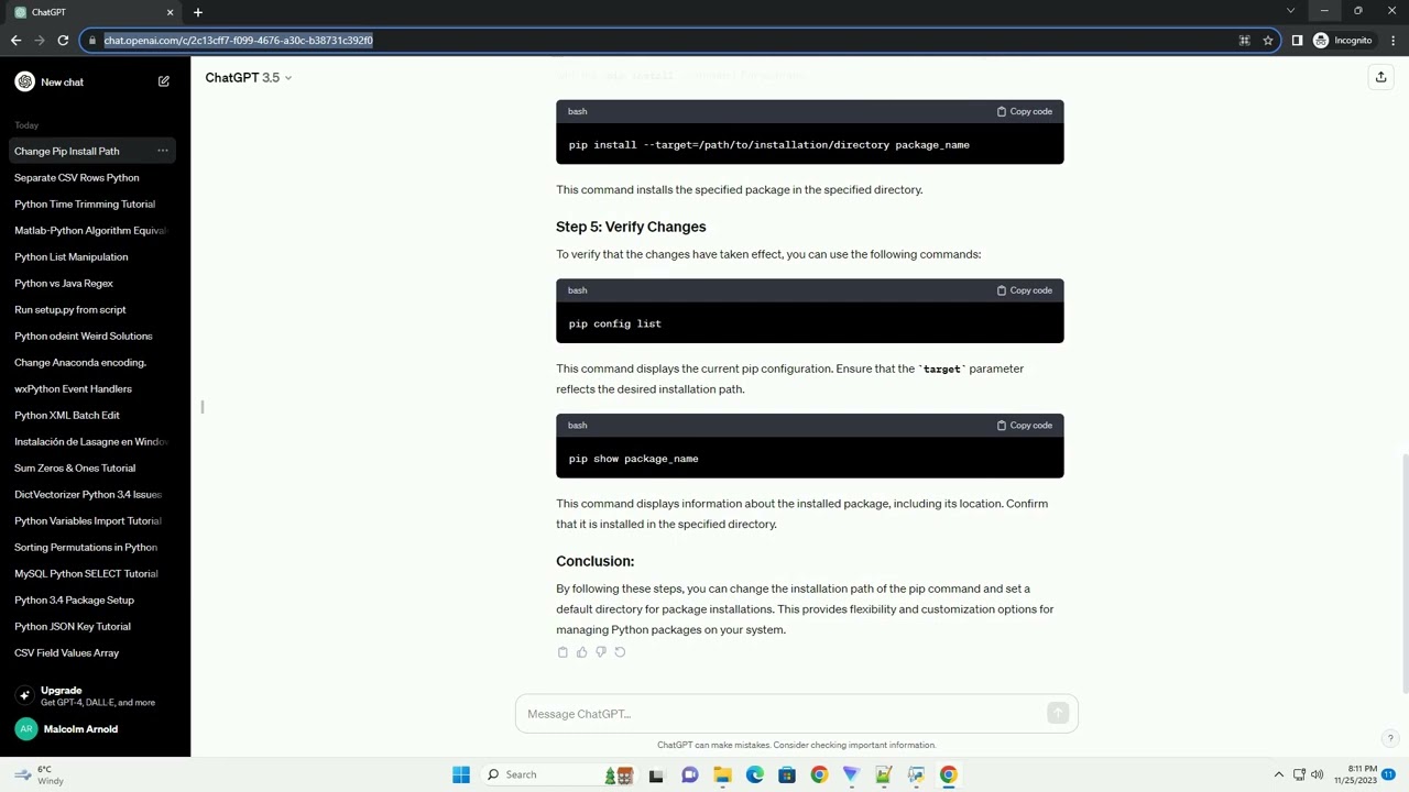 how to change installation path of pip command How to set default python directory for installation