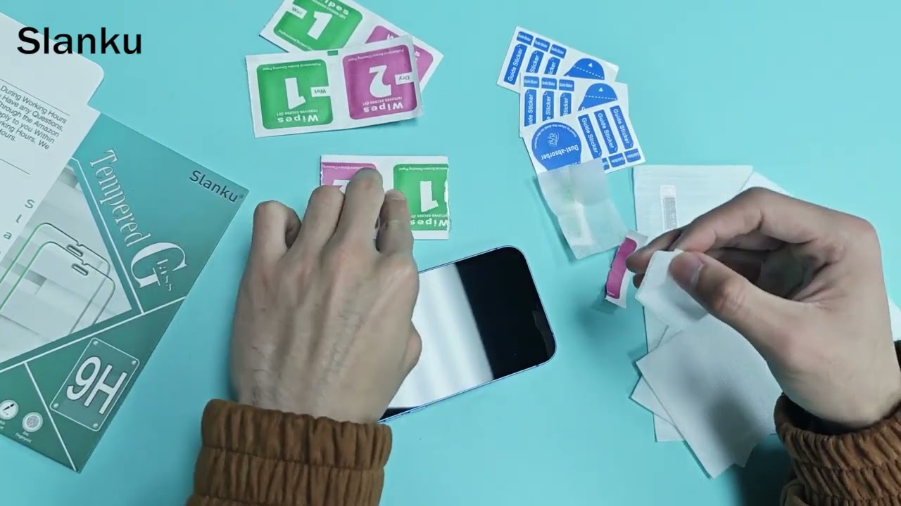 Slanku iPhone screen protector install video Automatic adsorption, 99% clarity, 9H hardness