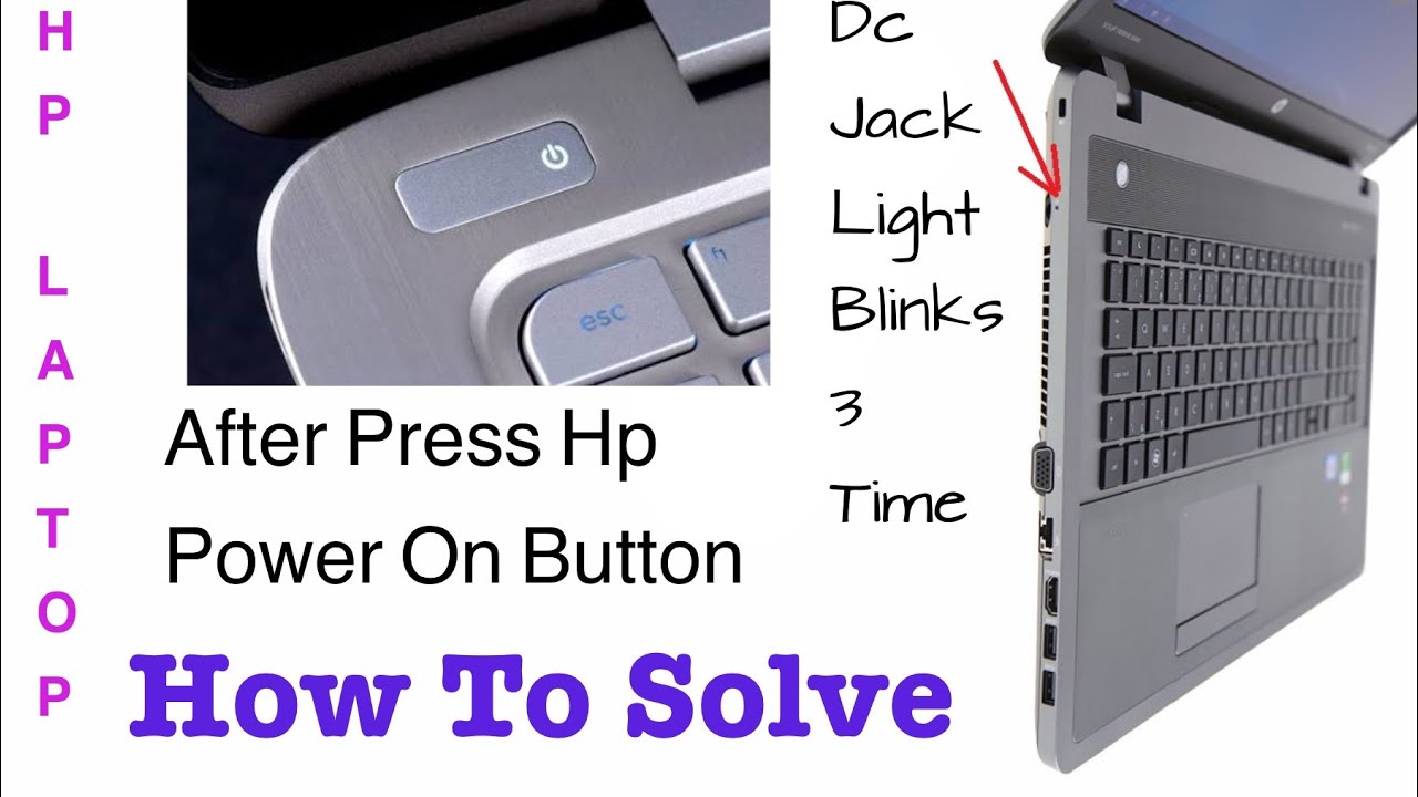 Hp Laptop Dc jack Light blinks 3 times after press power on switch Solution (Demo)