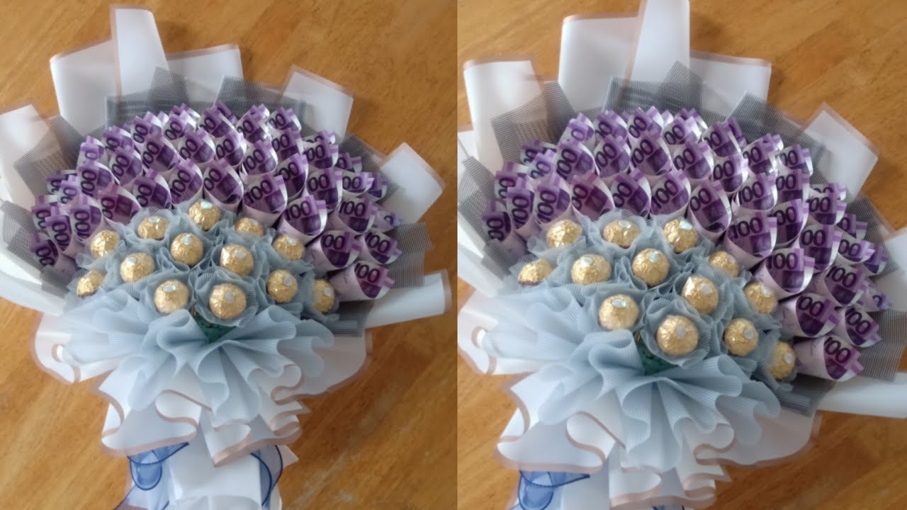 Diy money and ferrero bouquet tutorial #moneybouquet #chocolatebouquet #giftideas