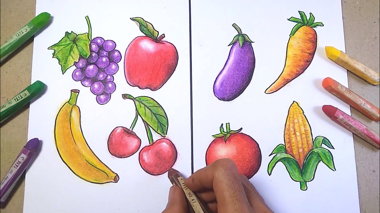 CARA MENGGAMBAR DAN MEWARNAI BUAH DAN SAYUR UNTUK SISWA