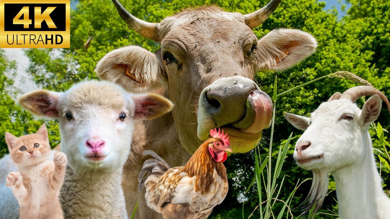 Adorable 4K Farm Animals: Cute Moments & Sounds ❤️🐾 🐮