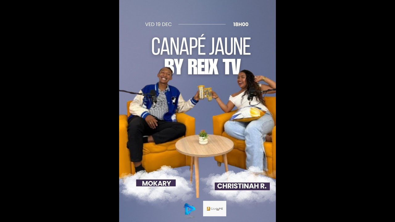MOKARY SUR CANAPE JAUNE BY REIX TV
