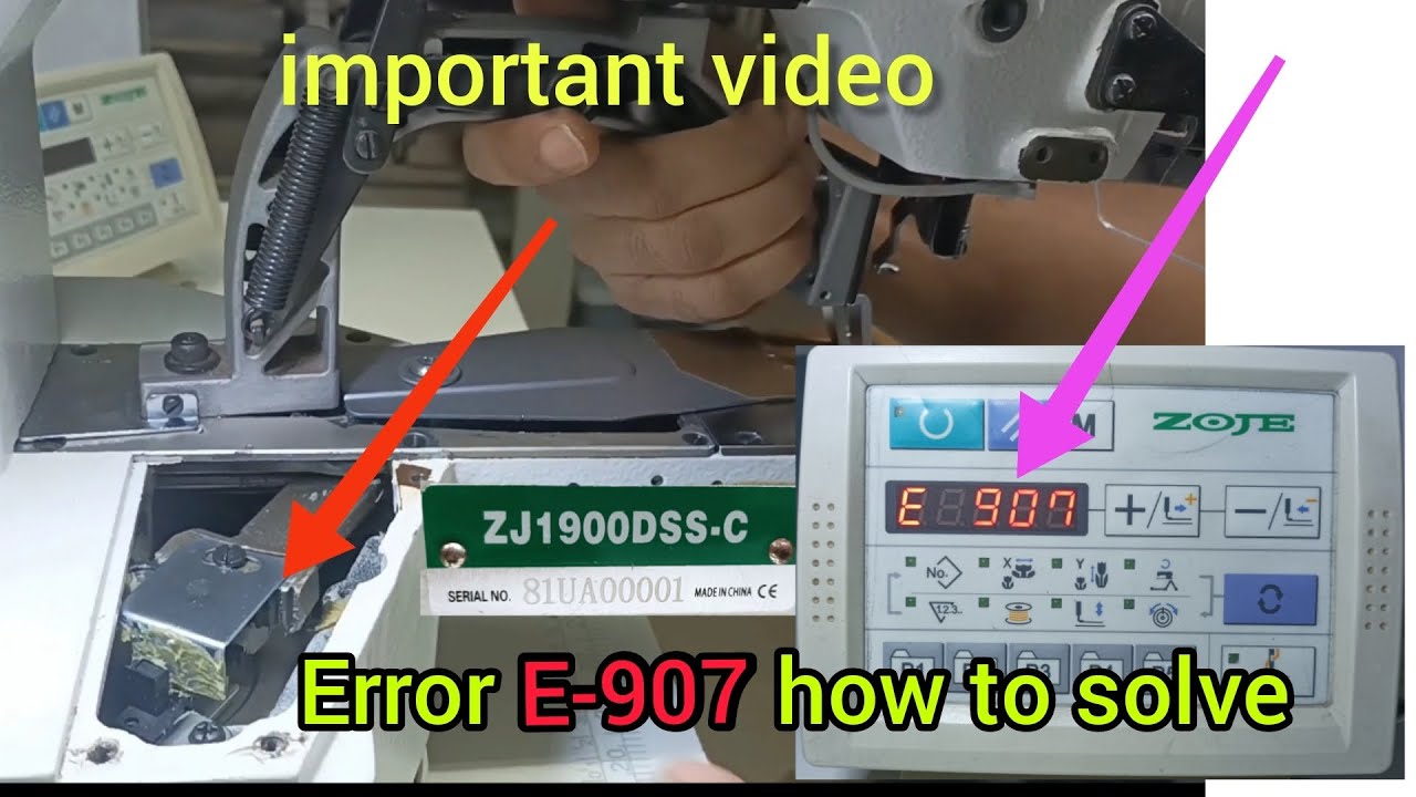 Error E-907 how to solve important video zoje bartack machine ZJ1900Dss-c