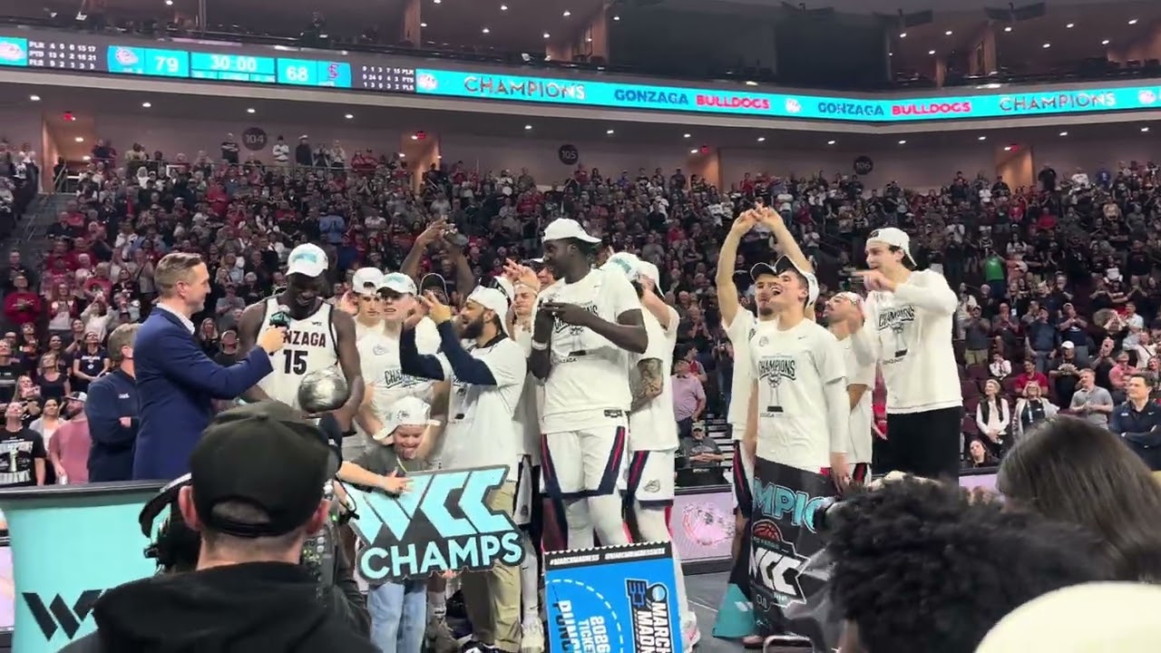Gonzaga postgame celebration after WCC championship 