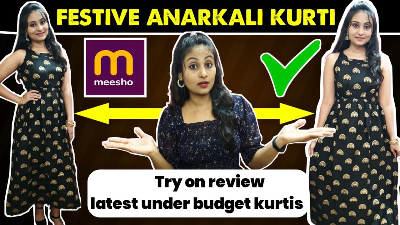 Beautiful Ready-to-Wear Anarkali Kurti Try On  review | festive kurti  | meesho dresses