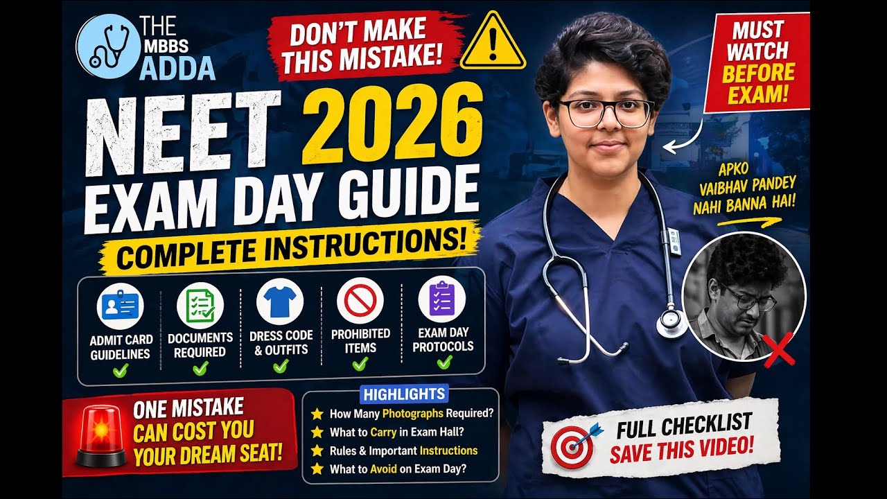 NEET 2026 Exam Day Guide 🚨 Don&rsquo;t Make These Mistakes! (Dress Code + Documents + Rules) #neet2026 