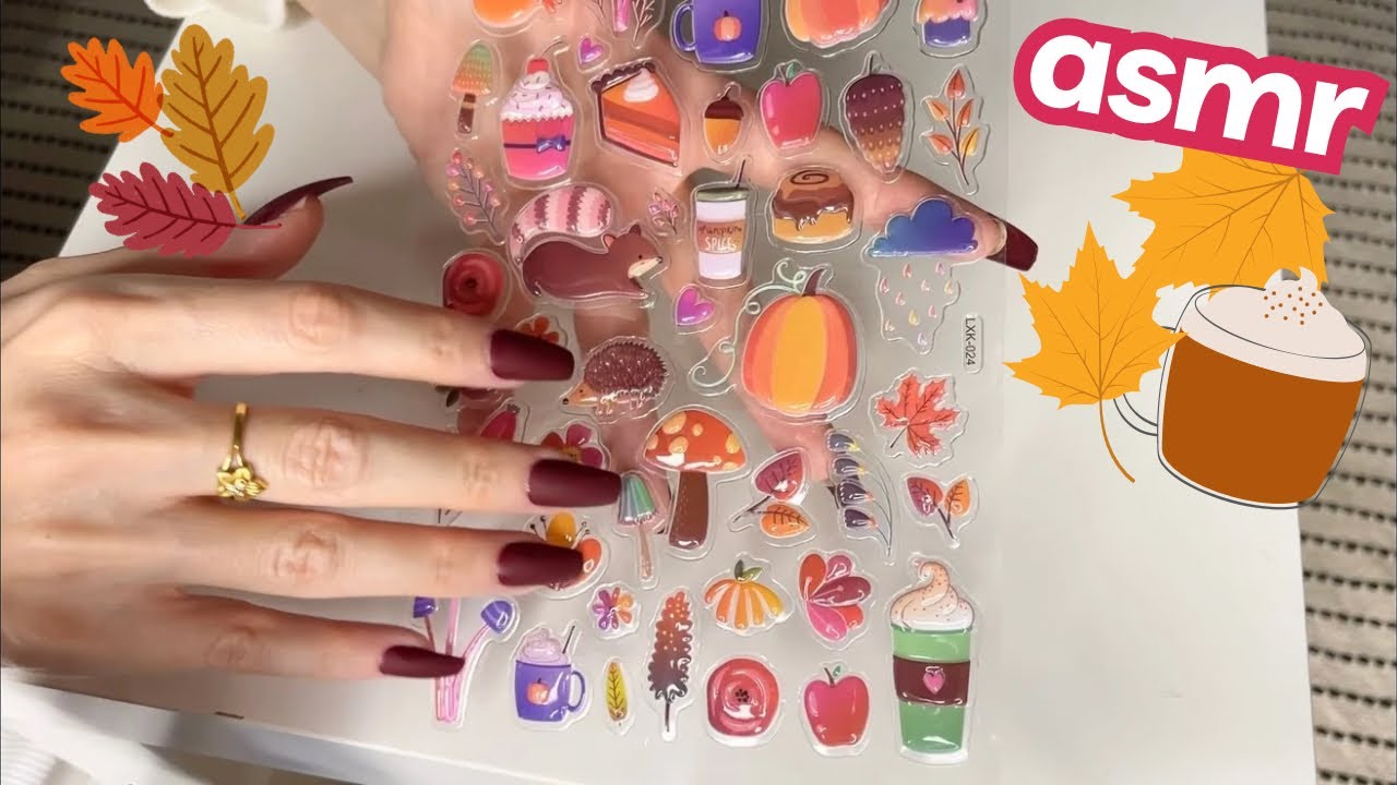 ASMR * Tapping & Scratching on FALL 🍁Bubble Stickers! * Whispered * ASMRVilla