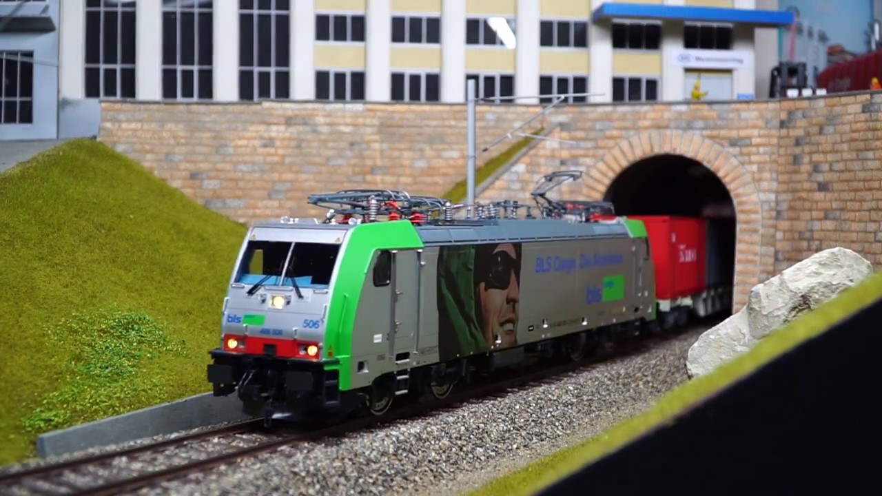Spur1 Re 486 mit Containerwagen, die Muster auf Besuch