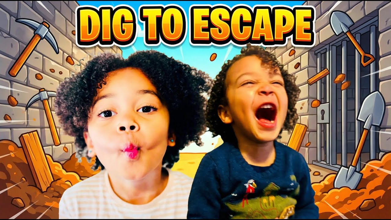 Lauryn and Dominic in the  DIG TO ESCAPE PRISON CHALLENGE IN ROBLOX!