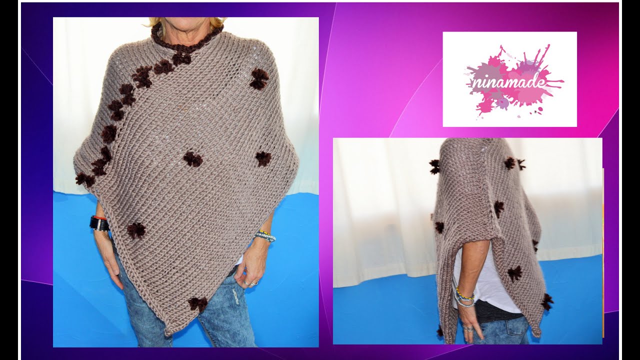 DIY.Comment tricoter un poncho. Très facile!// How to knit a poncho.Very easy!