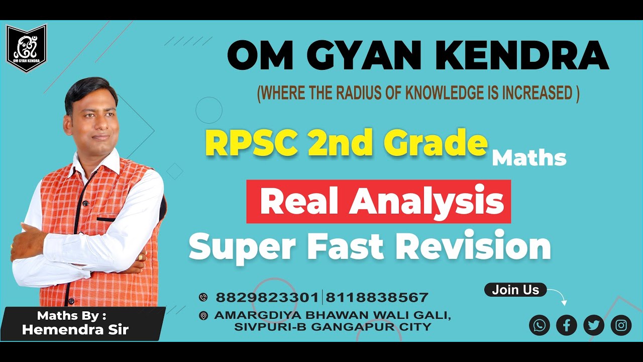 RPSC 2nd Grade | Real Analysis  |  Super  Fast Revision