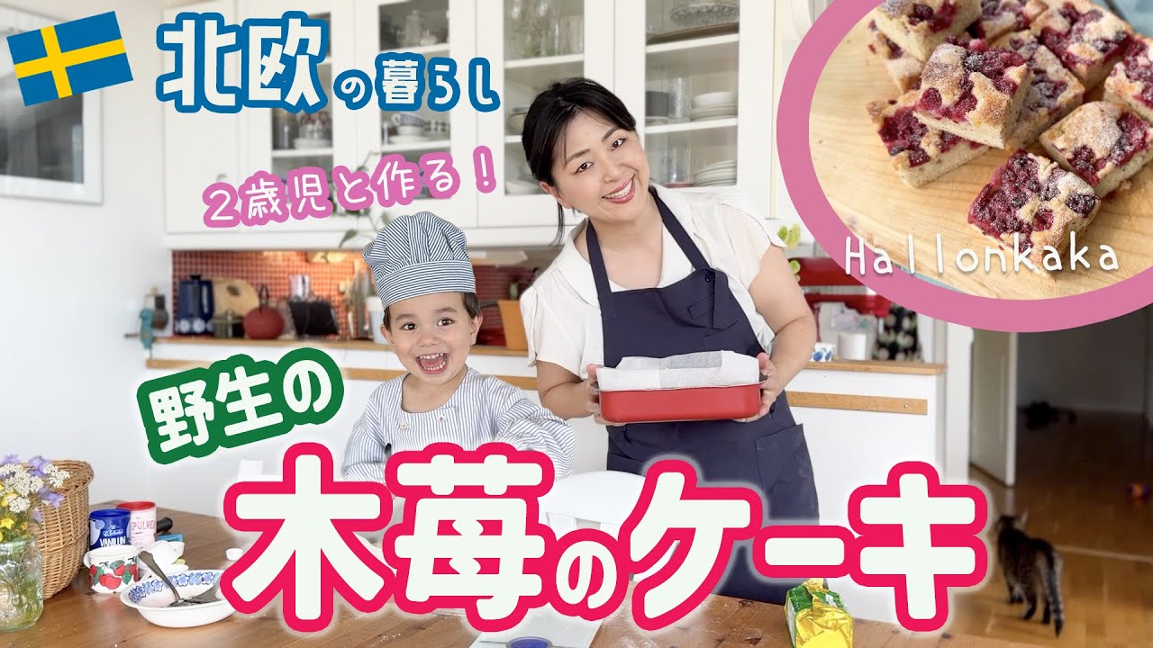 🇸🇪 簡単北欧おやつレシピ👩‍🍳🧑‍🍳スウェーデンで野生の木苺を摘んでケーキを作る🍓