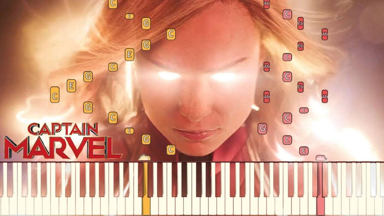 Captain Marvel - Official Trailer Music | Piano Tutorial (Synthesia)