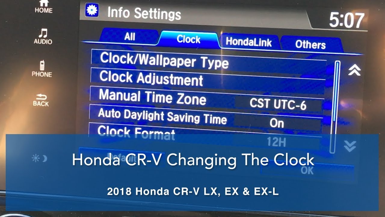 How to Change the 2018 CR-V Clock Settings
