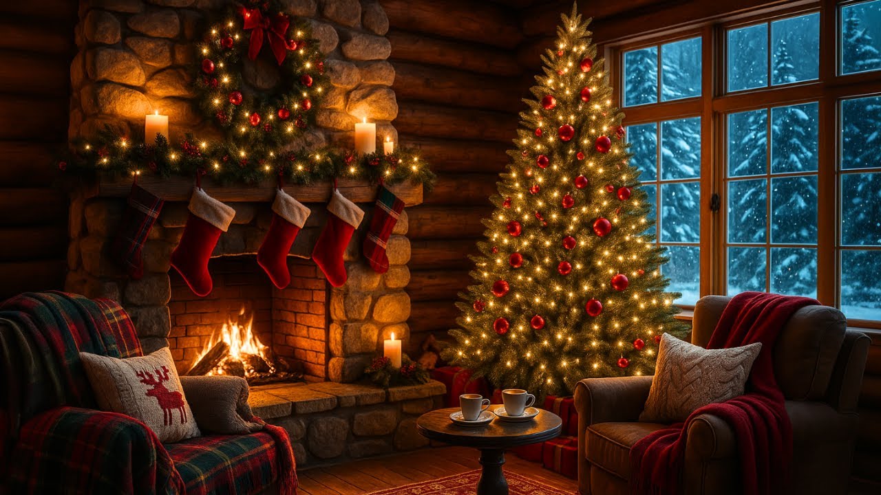 Cozy Winter Fireplace & Christmas Piano Music 🎶 Relaxing Holiday Sounds for Relax & Sleep❄️