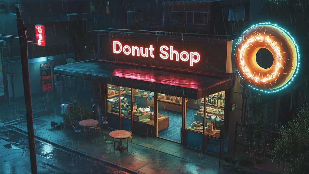 Donut Caffe Under Rain ⛈️ Mix Lofi Music