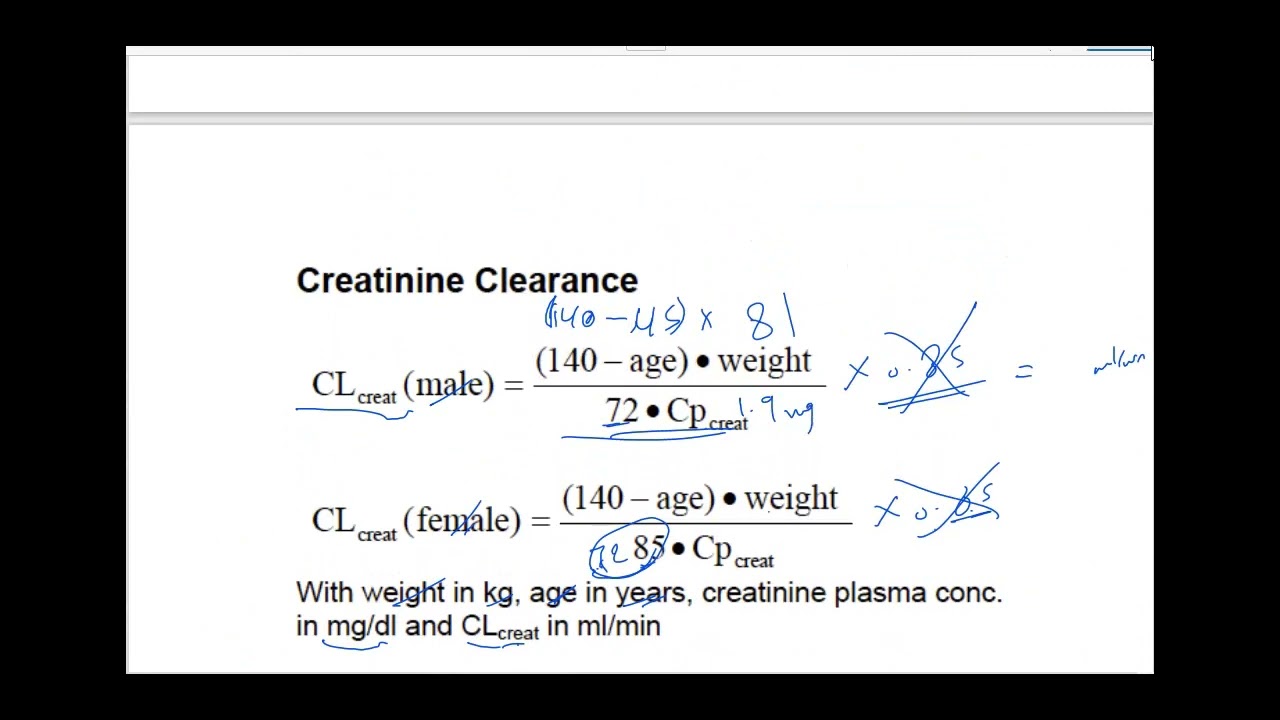 Creatinine clearance (Cockcroft-Gault Equation ) calculations