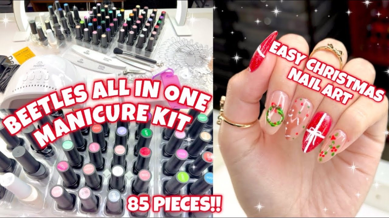 TRYING BEETLES ALL IN ONE 85 PIECE GEL POLISH MANICURE KIT FROM AMAZON INCLUDES EVERYTHING YOU NEED