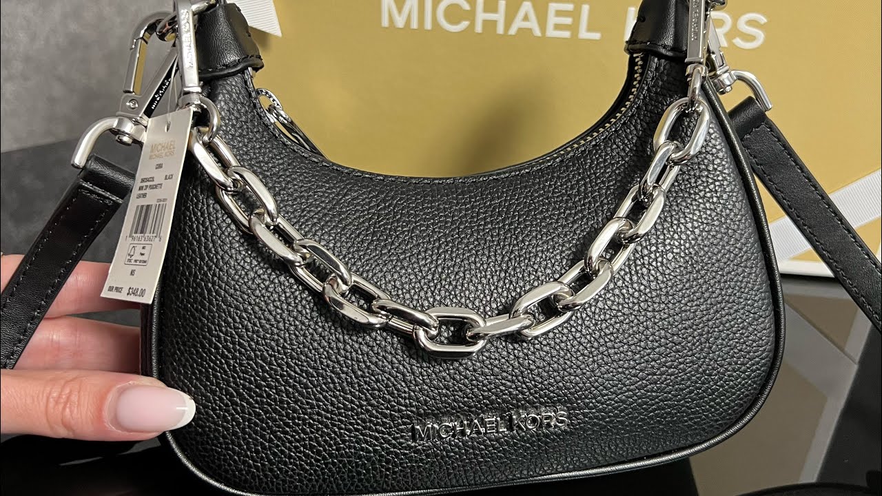 Распаковка сумки MICHAEL KORS Cora Extra-Small Pebbled Leather Shoulder Bag (black)