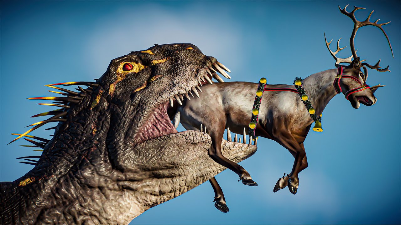 All Carnivore Dinosaurs Hunt Down a Christmas Reindeer | Jurassic World Evolution 2
