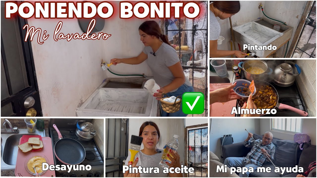 PINTE el LAVADERO😱blanco +desayuno☀️y almuerzo🥘mi papa lava las cortinas🪟VENDI el otro Carro?🚗les di