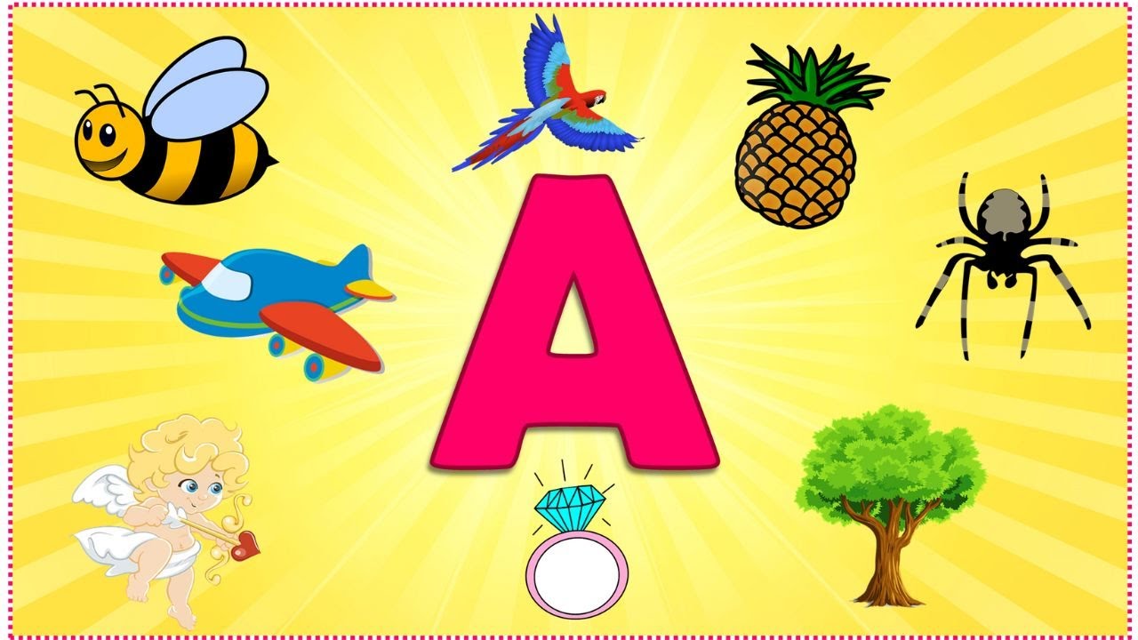 VOGAL A | Aprender Palavras que começam com a vogal A | A de Abelha, A de avião | Alfabeto Infantil