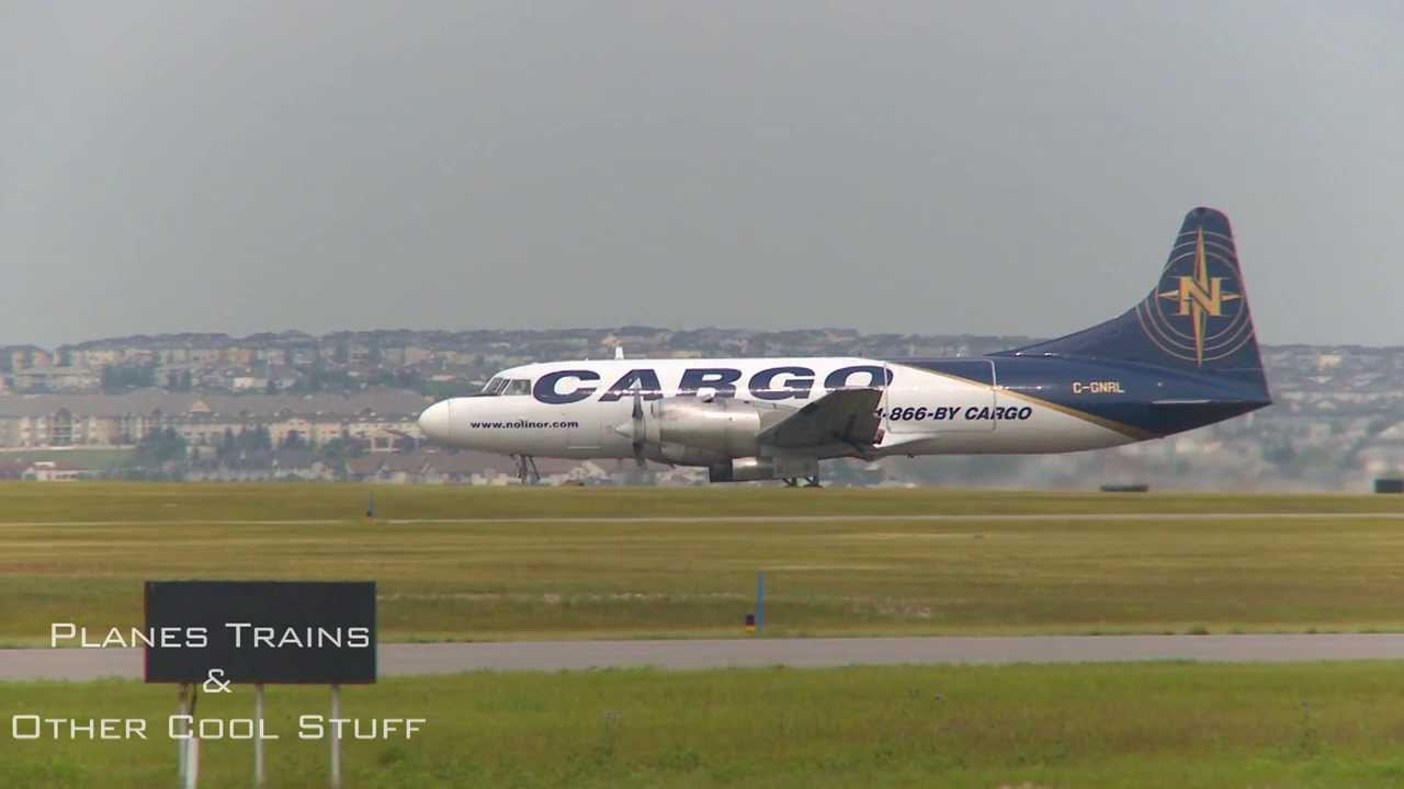 2011, Convair CV-580 cargo airplane takeoff, YYC - pure sound