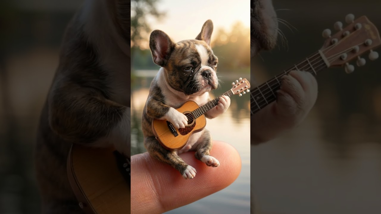 Tiny Sad Dog Playing Guitar – Will You Cheer This French Bulldog Up?🥹🫂 