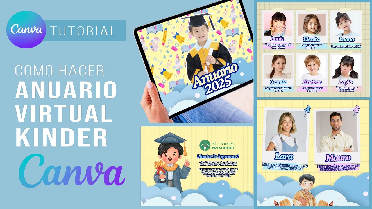 Cómo hacer ANUARIO DIGITAL PREESCOLAR | GRADUACIÓN KINDERGARTEN  usando CANVA GRATUITO paso a paso