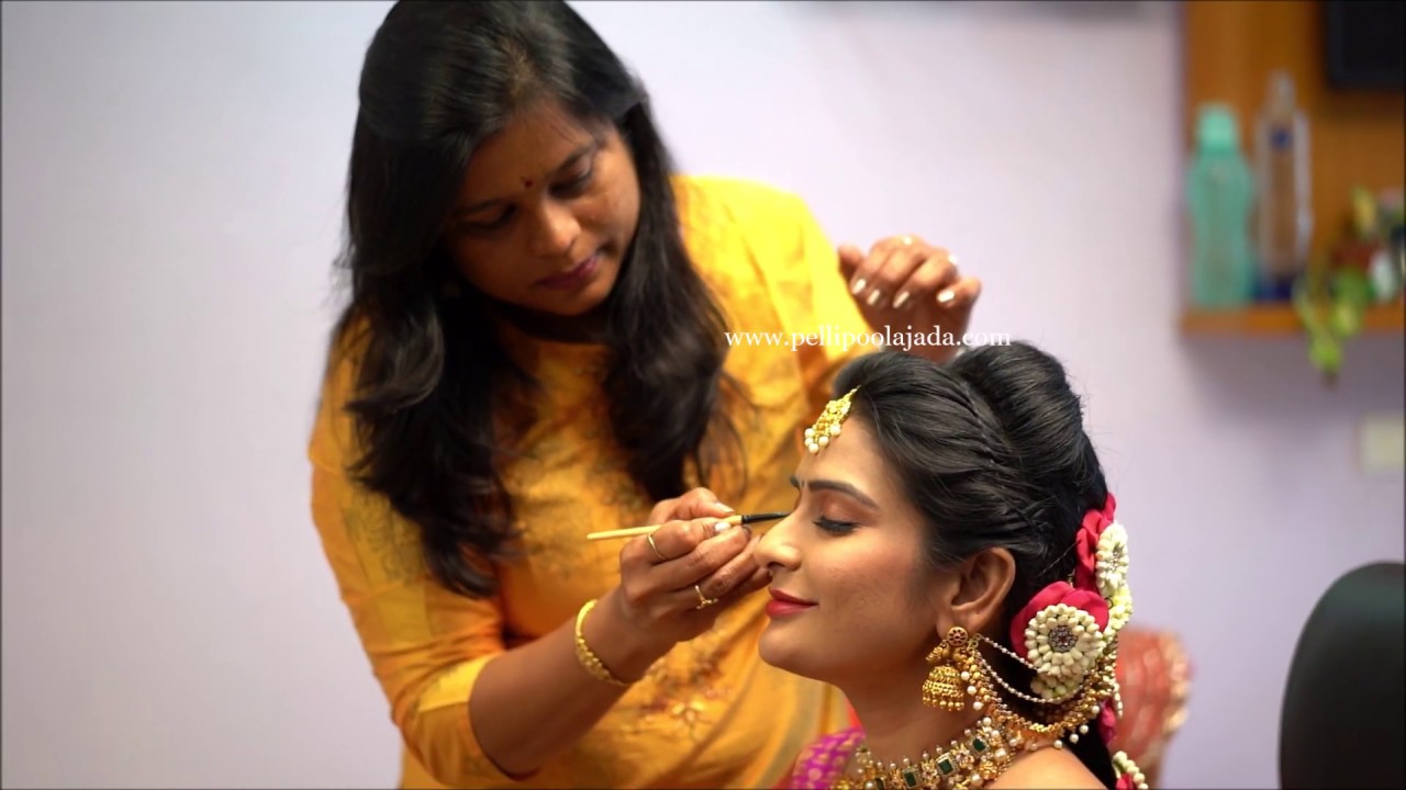 South Indian Bridal hair styling series: Braiding hair with partition.